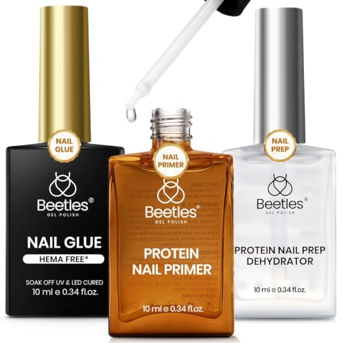 Image of Beetles 3Pcs Gel Nail Glue Nail Dehydrator and Primer, Hema-Free