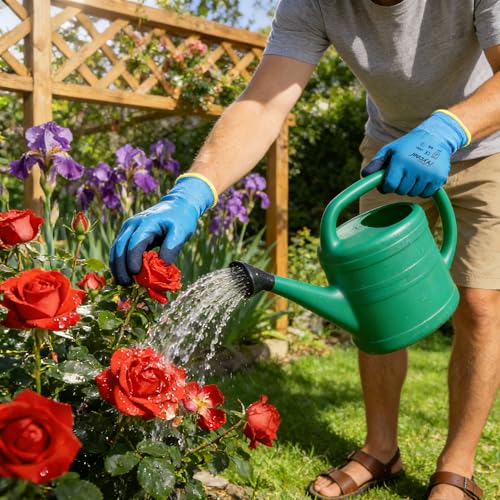 DS Safety Arbeitshandschuhe Herren und Damen - Wasserdichte Gartenhandschuhe mit Schaumlatex und Gummibeschichtung Handschuhe (1 Paar-Blau) Größe 7/S