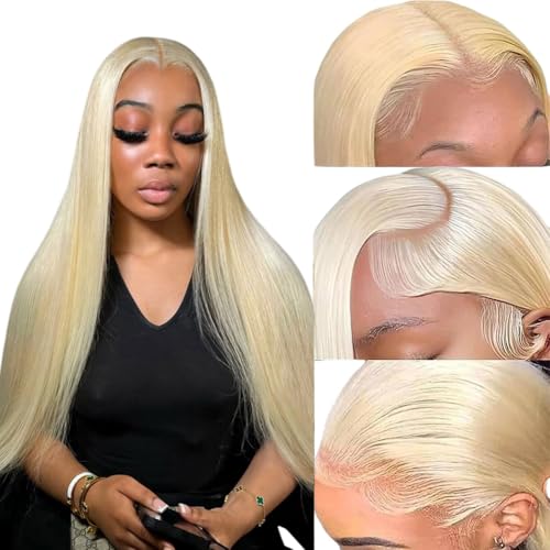 COUGARBEAUTY 613 Lace Front Wigs Human Hair 22 Inch 13x6 HD Lace Front Human Hair Wig Pre Plucked 180 Density Blonde Wig Straight Lace Frontal Wigs for Women