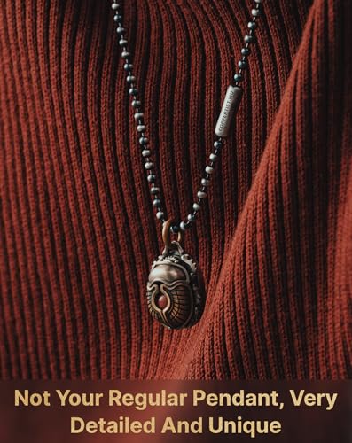COPPERTIST.WU Scarab Pendant Necklace – Creative & Unique Design, Customizable Energy Stone, Brass & White Bronze, Spiritual Gift for Him/Her4