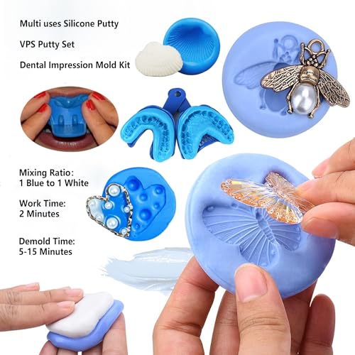 Candyying WFWJZP 120B+120W M U+L Silicone Putty, 120G Base + 120G Catalyst Rubber Mold Making Kit Vps Putty Fast Set For Reusable Silicone Molds thumb #1