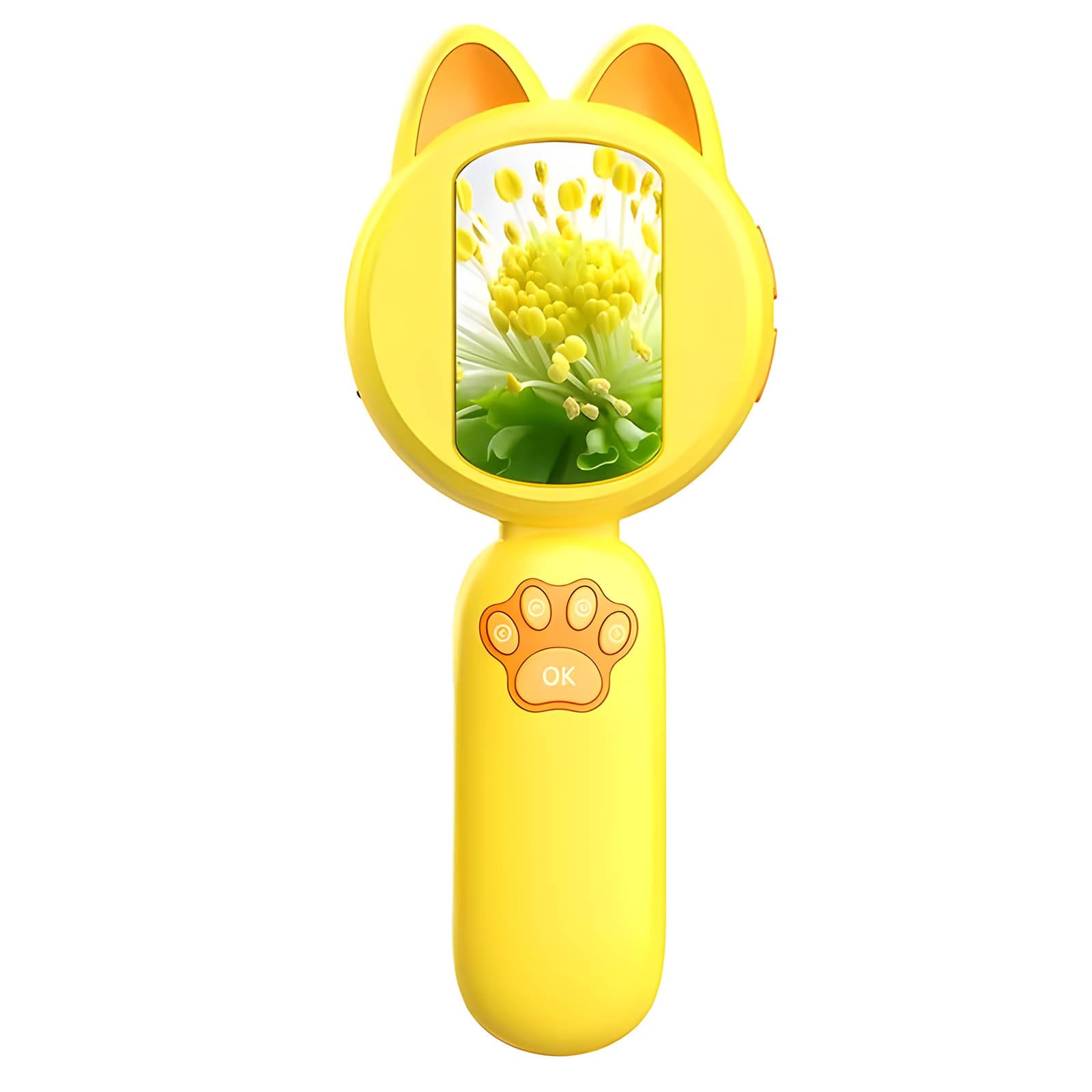Microscopio de mano digital recargable de 4.3 pulgadas, amarillo