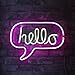 Isaac Jacobs 17” x 12” inch LED Neon ‘White & Pink “hello” Word Bubble’ Wall Sign for Cool Light, Wall Art, Bedroom Decorations, Home Accessories, Party, and Holiday Décor: Powered by USB Wire (HELLO)