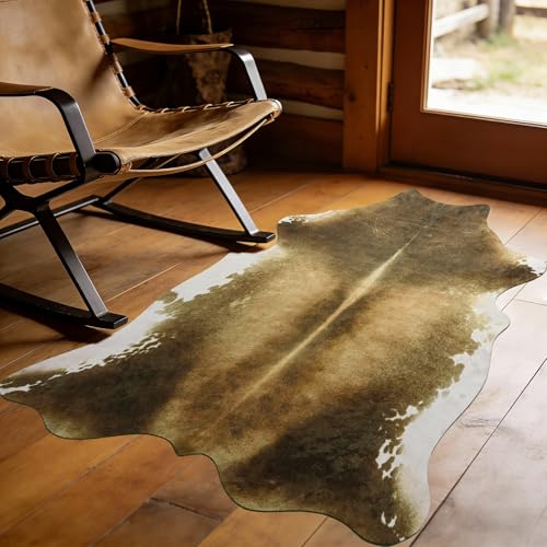Rtizon Cowhide Rug,Small Cow Hide Rug, Washable Faux Animal