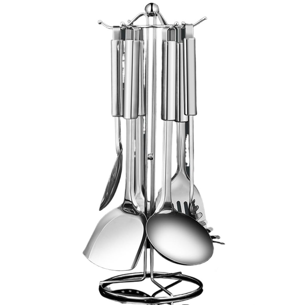 Ensemble d'ustensiles de cuisine acier inoxydable poignée anti-brûlure