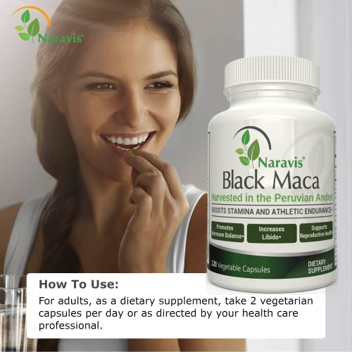 Naravis Black Maca 1000Mg - 120 Veggie Capsules - Keto Friendly - Boost Energy & Endurance - Promote Skin & Bone Health - Non-Gmo & Gluten-Free Supplement For Optimal Well-Being #TOP4