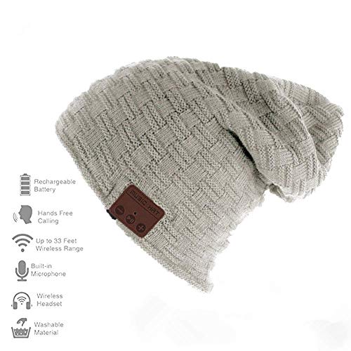 Bearsfire Wireless Music Beanie Hat Headphone Wiht Bluetooth Stereo Speaker Mic Hands-Free Earphones Cap Winter Warm Thick Skull Knit Music Hat Gifts For Men Women Ourdoor Sports Skiing Skating Hiking #TOP1