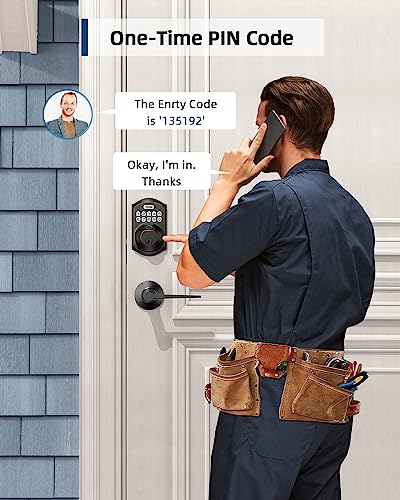 Teeho Fingerprint Door Lock With 2 Lever Handles, Keyless Entry Door Lock With Handle, Electronic Keypad Deadbolt Front Door Lock Set With Auto Lock And 1 Touch Locking, Oil Rubbed Bronze #TOP5