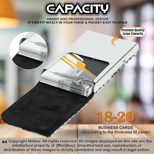 Image of Luxurious Unisex Pocket Card Holder Design 15-20 Business Card and 5-8 Card Debit Credit Ultrathin Stainless Steel 9.5 X 6.5 x 1.2 cm Size RFID Blocking Corporate Gift for Employee (Cream-G)