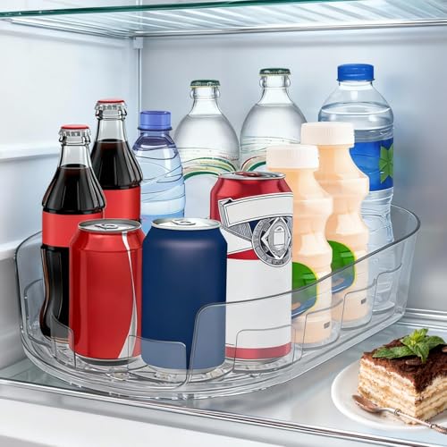 Organizador Latas Nevera Dispensador de Latas para Frigorifico 360° Organizador Giratorio Organizador Nevera para Estantes Armarios de Despensa Encimera de Cocina y Más Transparente (Transparente)