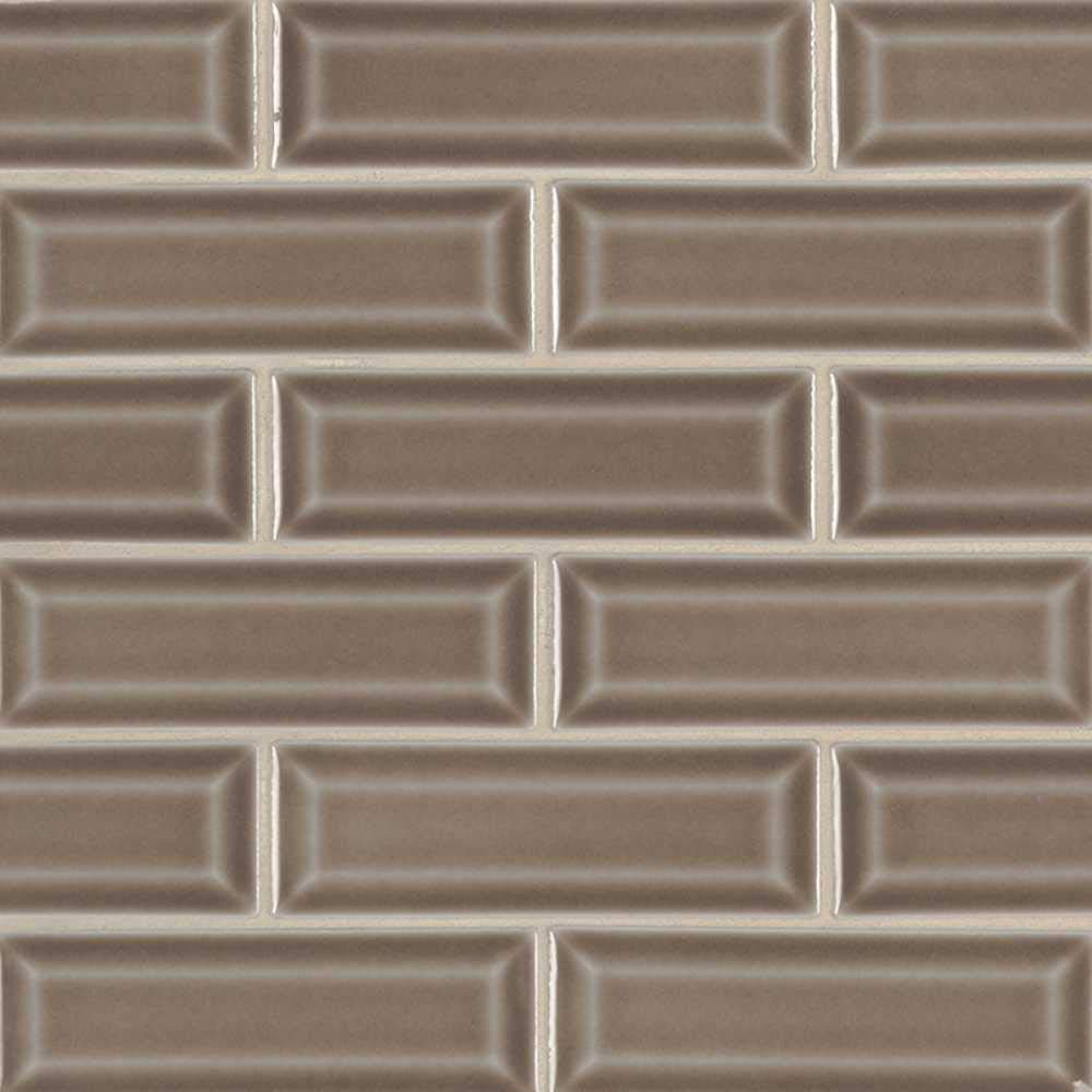 Artisan Taupe Glossy 2x6 Bevel Ceramic Subway Tile, 10 SFT (10 Pcs)