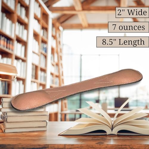 Image of Genuine Leather 8.5 inch Weighted Bookmark for Hands-Free Reading, Book Holder for Cookbooks, Study, and More