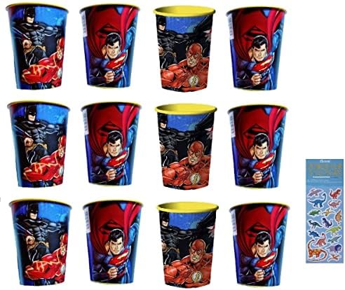 Unique Justice League Super Hero Birthday Party Supplies Bundle Pack Includes Reusable Plastic Cups - 12 Plastic Cups image 3