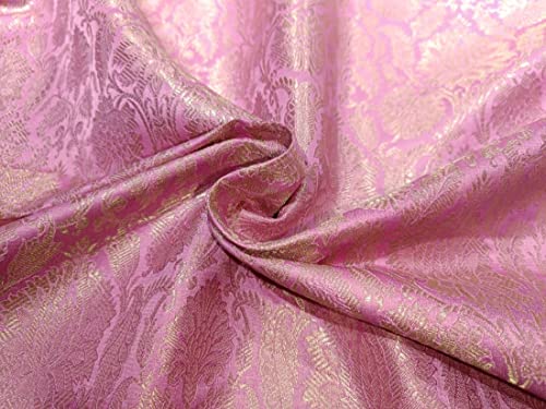 Tissu brocart rose jacquard doré BRO832 pour ameublement et rideaux