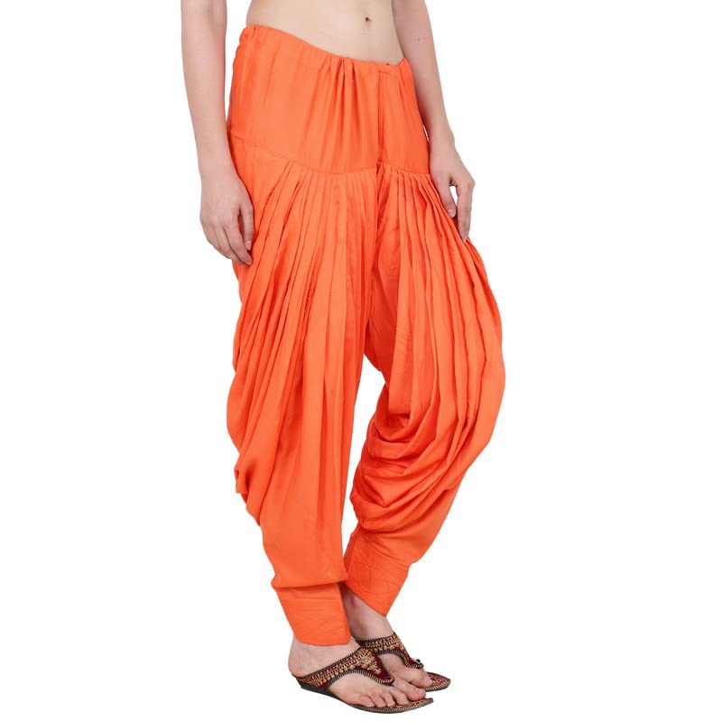 Image of APELLA Women's Cotton Orange Patiala Salwars, Women's Traditional Loose fit Patiala Pant.