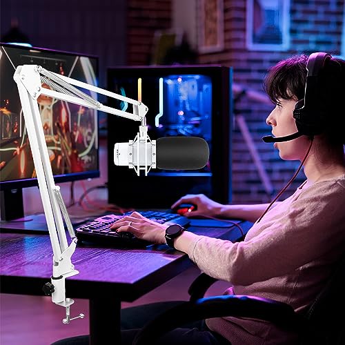Bras de microphone pour HyperX QuadCast blanc idéal pour streaming et bureau - 2