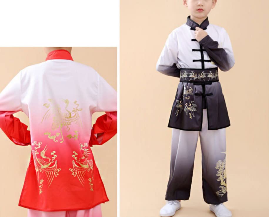 Kids Martial Arts Uniform Kung Fu Suit Taichi Performance Clothing Set with Belt for Boys Girls4
