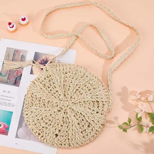 Beebeecraft 1Pc Straw Shoulder Bag for Women Cotton Summer Beach Straw with Tassel for Travel Vacation4