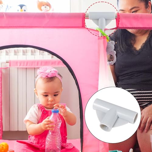 Image of 2pcs Baby Playpen Parts T-Shaped Joints, 3-Way Baby Playpen Replacement Parts T Connector 1in in Inner Diameter Baby Playpen Connectors Accessories for Baby Play Pen Yard
