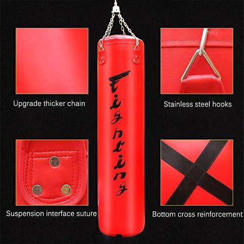 Sacco da Boxe per Allenamento di Boxe, Sacco da Boxe da Allenamento Muay Thai Vuoto con Catena Sospesa, Ottimo per MMA, Kick Boxing, Arti Marziali,Nero,180 Cm,outstanding78