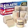 High-Performance Elastic Bandage Wrap – 6 Pack (2x2in, 2x3in, 2x4in) – Self-Closing Strong Compression Bandage Wrap for Feet, Ankles, Wrists, and Knees
