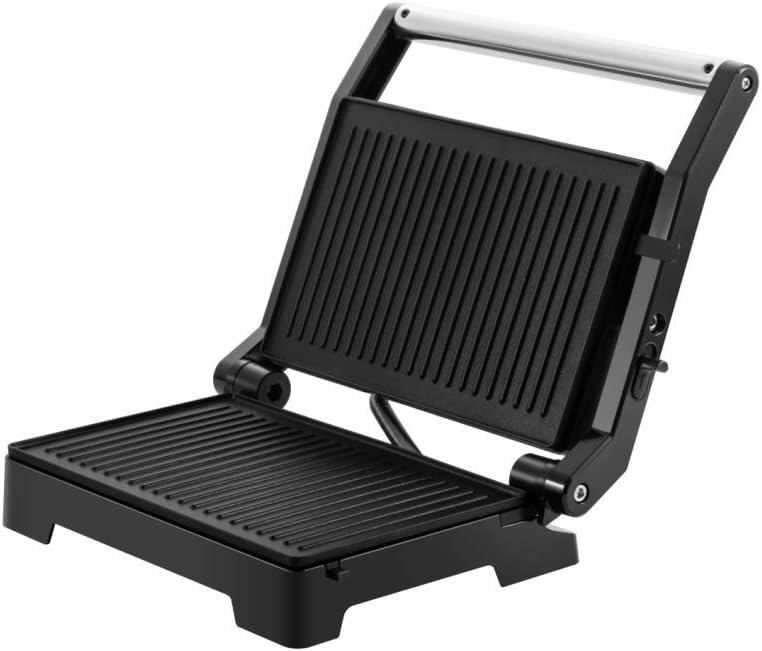 Melchioni Family | BURGER Mini Bistecchiera Elettrica 1000W con Piastre Grill Antiaderenti, Tostapane per Sandwich, Distribuzione Uniforme del Calore, Apertura a 180° Melchioni Family | BURGER Mini Bistecchiera Elettrica 1000W con Piastre Grill Antiaderenti, Tostapane per Sandwich, Distribuzione Uniforme del Calore, Apertura a 180°