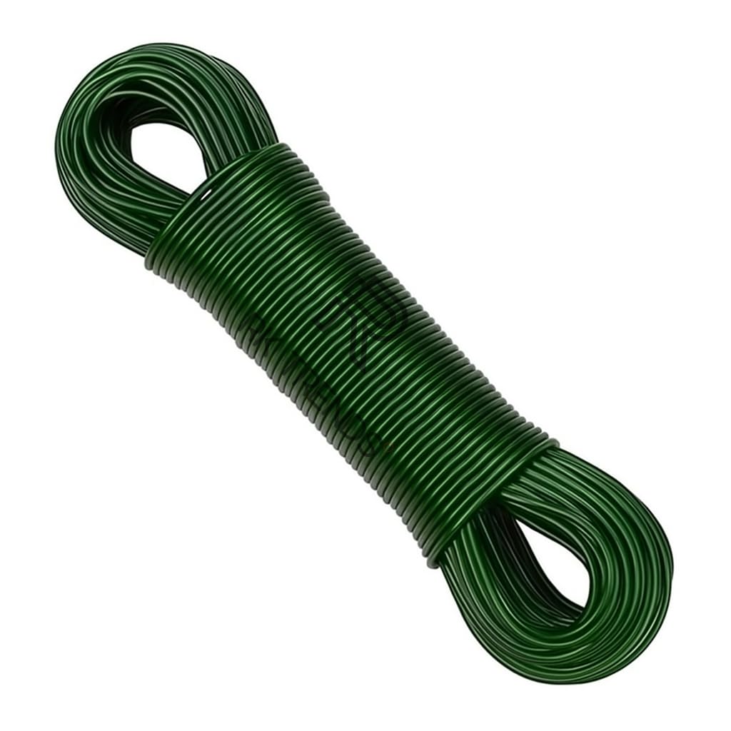 PVC Coated Steel Anti-Rust Wire Rope Washing Line Clothesline with 2 Plastic Hooks 1 for Drying Hanging Clothes (Pack of 1, 20 Meter)