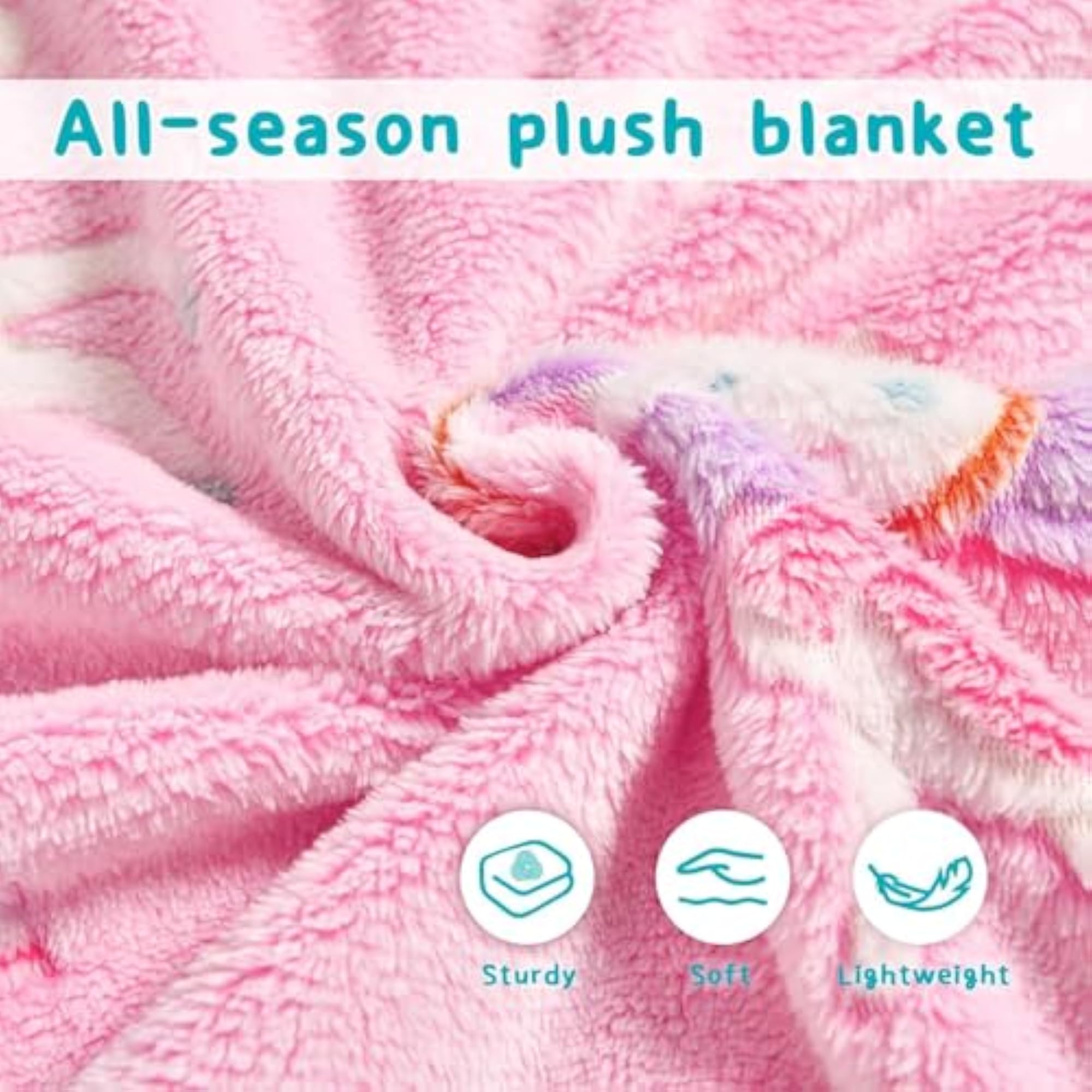 Magical Unicorn Fairy Fleece Blanket, Soft Plush Throw