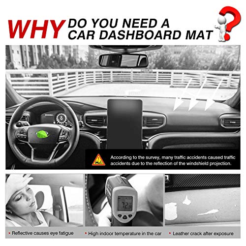 Image of Autorder Dashboard Cover Mat for 2020-2024 2025 2026 Ford Explorer Accessories Dash Cover Flannel Dash Mat Sunshade Glare UV Rays Protector