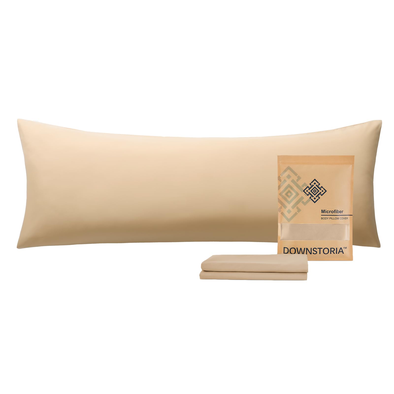 DOWNSTORIA Body Pillow Cover, Ultra Soft Microfiber Long Pillowcase, Envelope Closure Large Pillow Cases 20x54 inch (Beige)