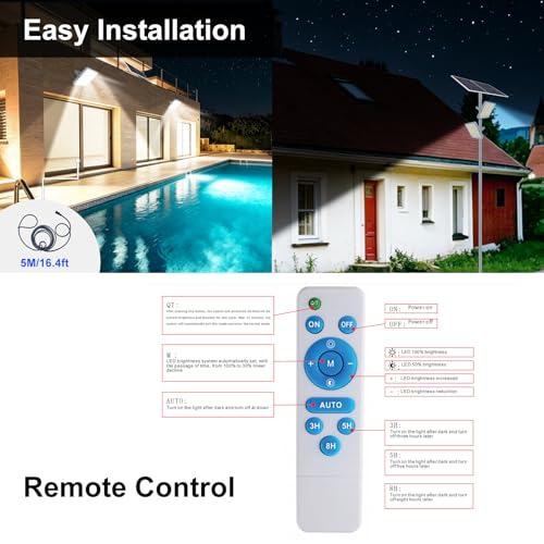 Gebosun 2 Pack 300W Solar Flood Light Outdoor, 24000LM LED Solar Security Light, IP67 Waterproof Dusk to Dawn Solar Light with Remote Control, Bright Solar Yard Light for Garage Garden Farm by Gebosun - Image 7