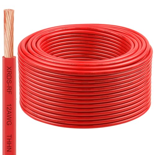 Image of 12 Gauge THHN Wire, 200FT Red Stranded Copper Electrical Wire, 600V, Heat & Oil Resistant, Nylon Sheath Building Wire for Indoor /Outdoor Use