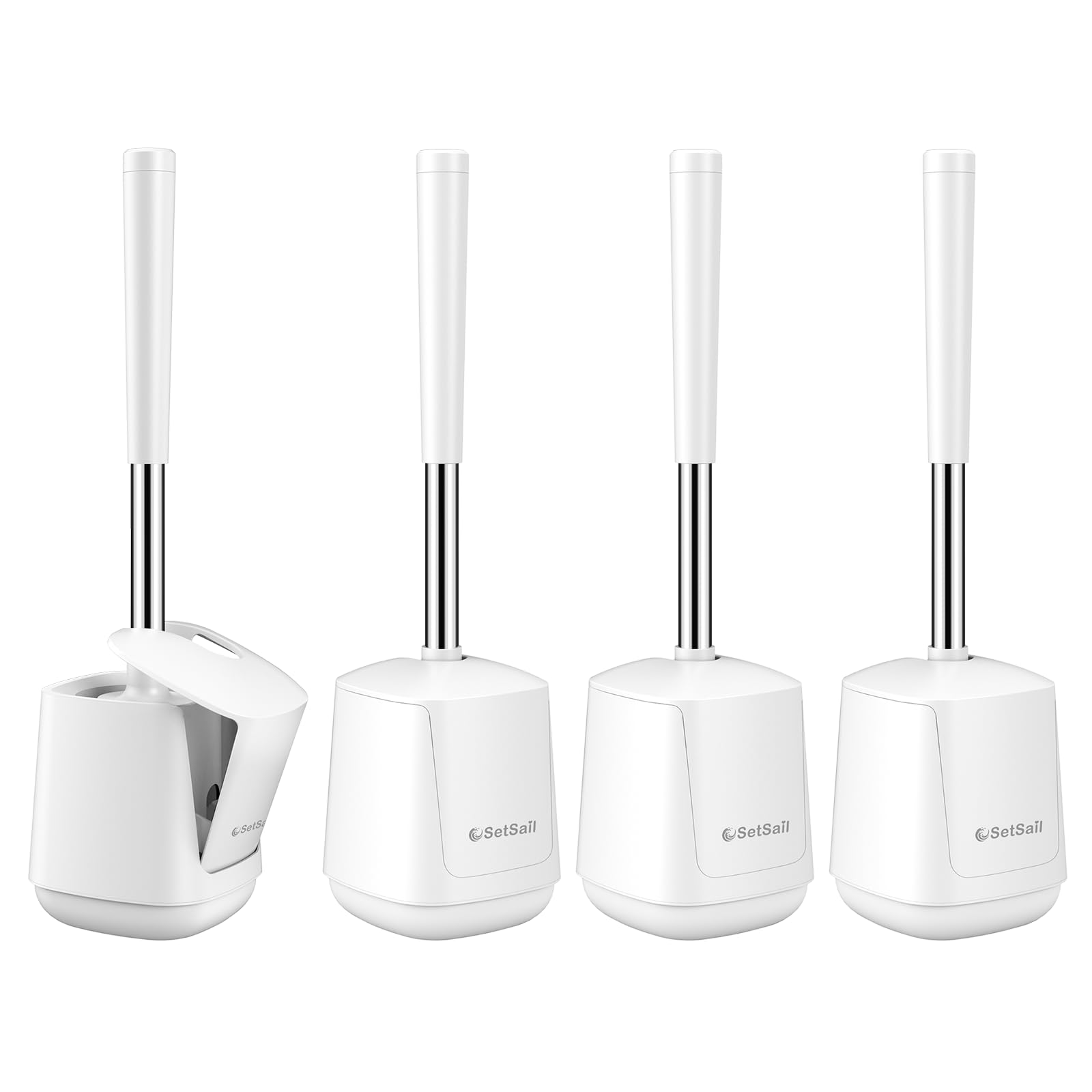 SetSail Toilet Brush 4 Pack for Toilet Scrubber Cleaning, Pure White