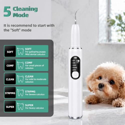 Kit de limpieza de dientes recargable UJW con 5 modos ajustables para perros 5