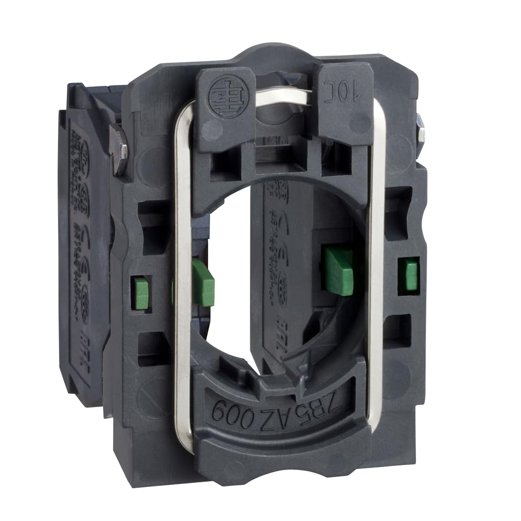 Schneider Electric ZB5AZ103 Harmony XB5 Single Contact Block with Body Fixing Collar for Industrial Machines and Manufacturing, Screw Clamp Terminal, 2NO