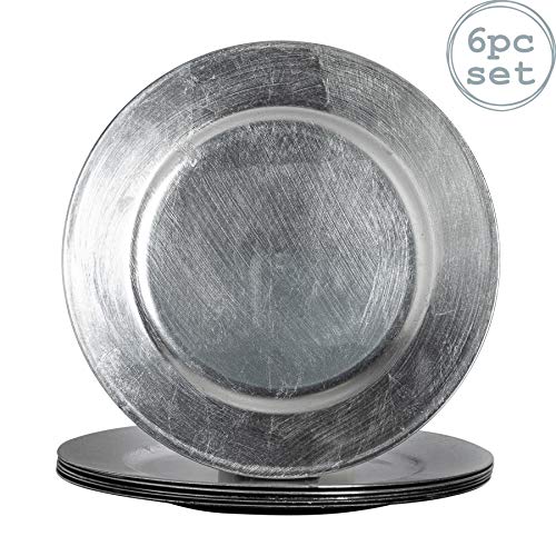 Argon Tableware Platos de Sitio - Plateado - 330mm - 6 Unidades