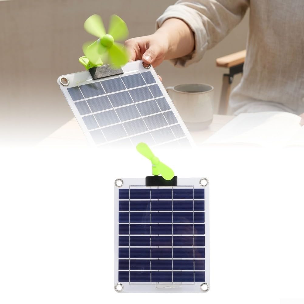 Panneau solaire bifacial transparent avec double ventilateur USB pour une puissance de sortie constante pendant les expéditions en plein air (B)