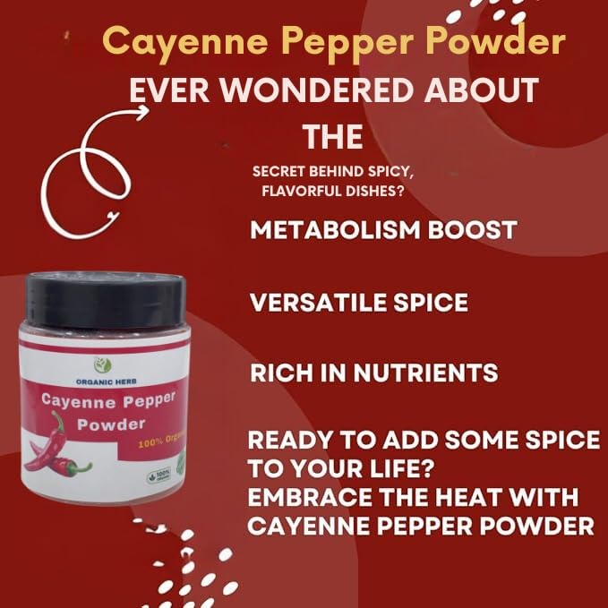 Image of Organic Herb Cayenne Pepper Powder | Finely Ground Red Pepper Powder for Seasoning, Cooking, Marinades, Sauces & Everyday Kitchen Use (1kg)