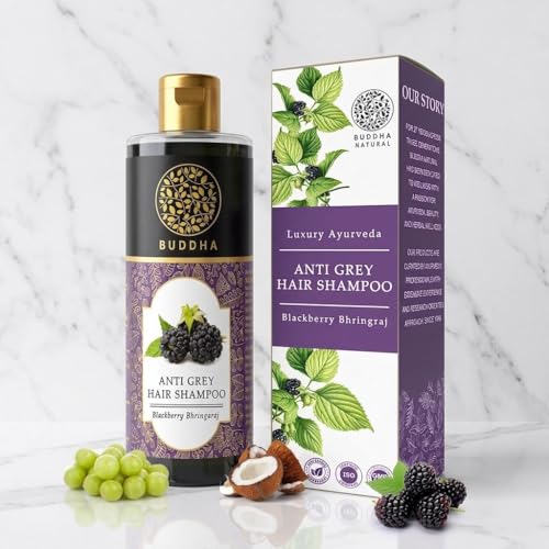 Image of Buddha Natural Grey Hair Shampoo (200 ml) - Helps in Reduce Premature Greying, Strengthens Roots & Restores Natural Shine | For Both Men and Women