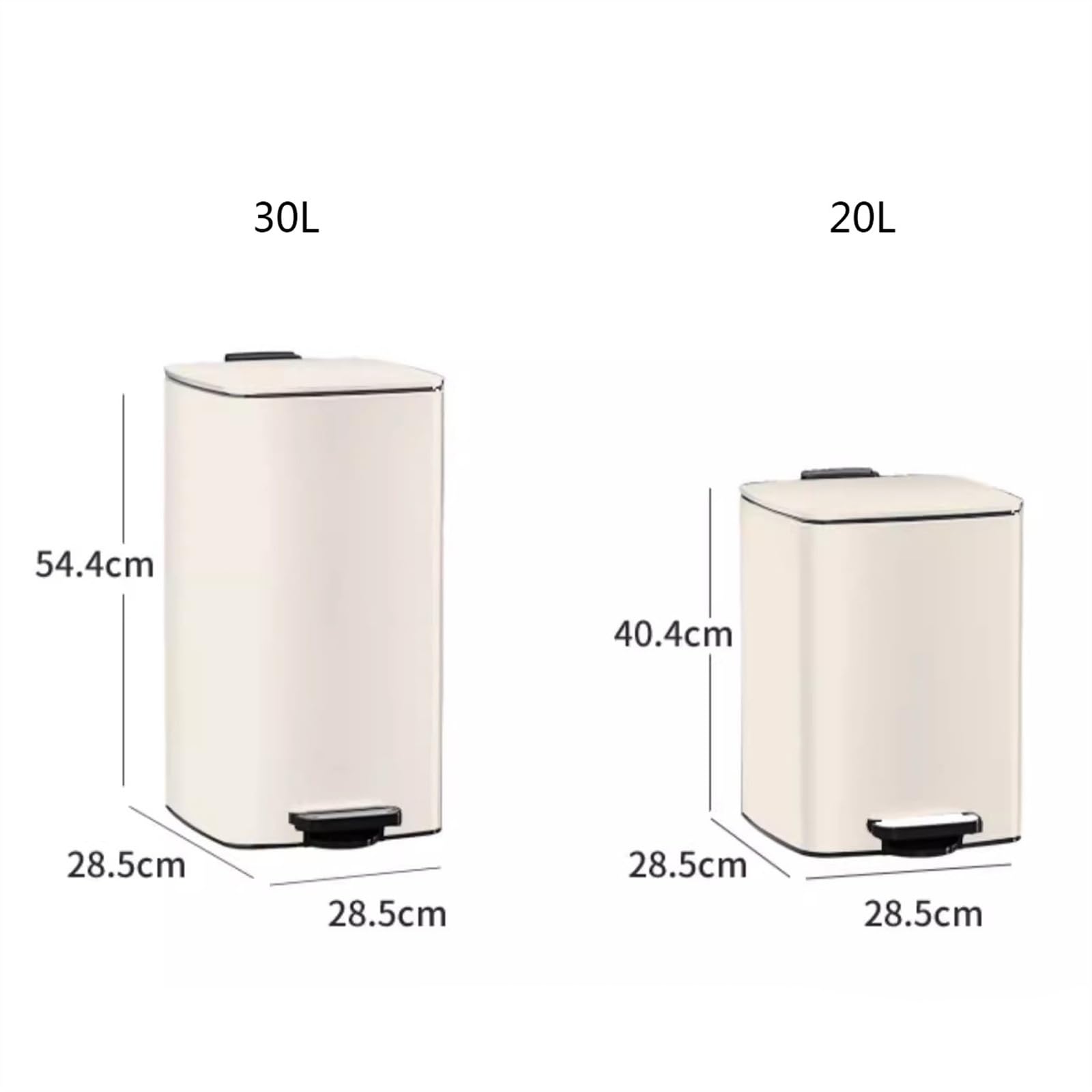 Papelera de Escritorio Bote de Basura de Acero Inoxidable Cepillado de 20/30 litros, Bote de Basura con Pedal Cuadrado con Tapa y Cubos Interiores, Bote de Basura con Escalón de Acero Manos Libres for