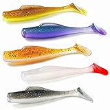SUNMILE T-Tail Soft Bait 5 Colors 30 Strips 3.15 inch TPR Material Soft Plastic Swimming Bait MinnowZ Bass Fishing Lure