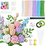 HuaMuDM 500 Stück Pfeifenreiniger Blumen Set,6 Farben Pfeifenputzer zum Basteln für DIY, Pfeifenreiniger Set,Kreative Blumensträuße DIY,Geschenke,Muttertag,Familie,Freunde