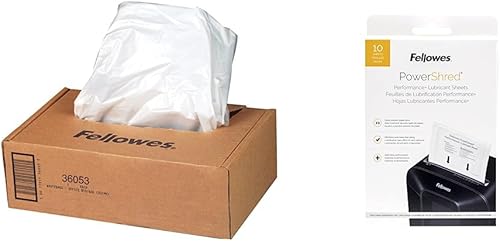 Fellowes Paquete de bolsas de residuos y hojas lubricantes Powershred Shredder