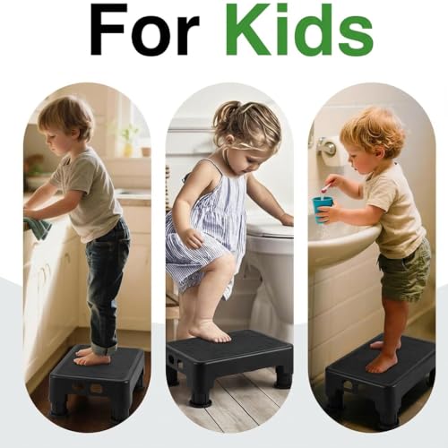 Image of COOL-ANGLE Adjustable Step Stool for High Beds & SUV - Non-Slip Mobility Platform for Seniors, 650lbs Capacity, 3 Heights (3.4 inch-5.4 inch), Wide Safety Base for Car & Bath, 16.5 inchx12.6 inch, Black