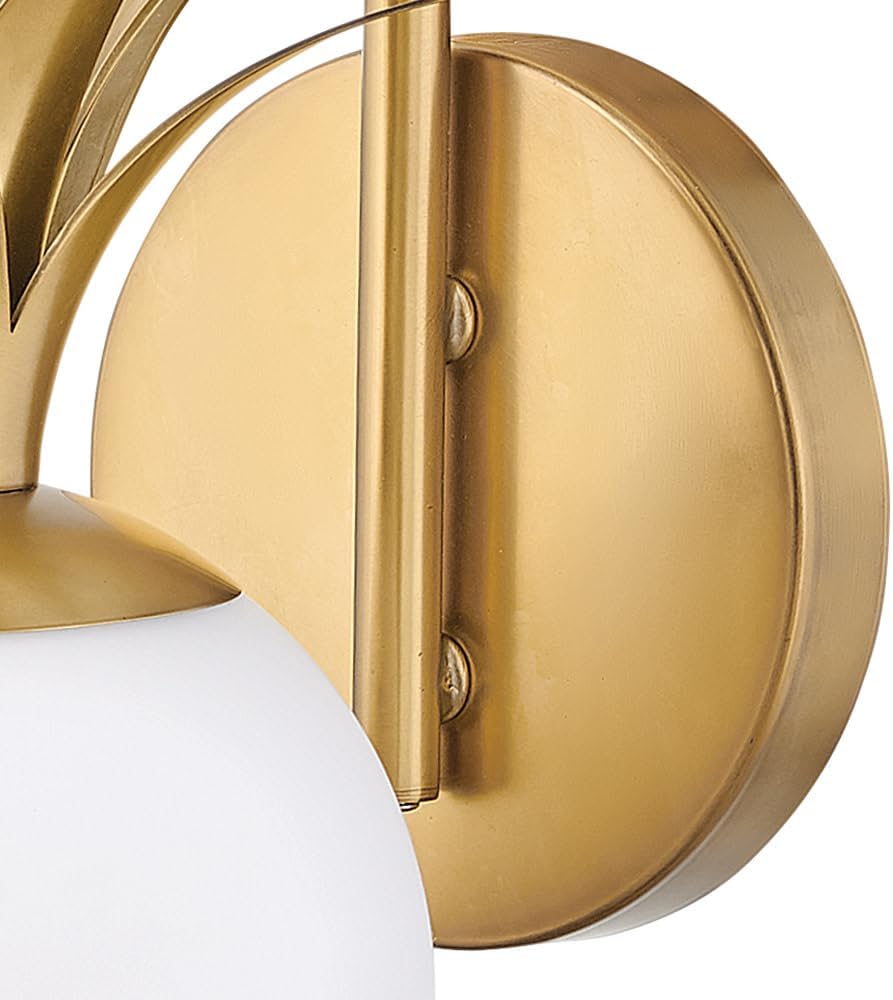 Hinkley Palma 54150HB Medium Single Light Vanity, Etched Opal Shade, Classic Pineapple Motif, Damp Rated, Install Up or Down, Heritage Brass Finish