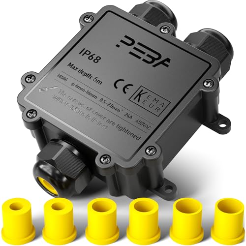 PEBA Boîte de dérivation étanche IP68 - Etanche Boîte de Jonction - Boîtier de raccordement électrique 3 voies pour câble de 4-14mm - Connecteurs de...