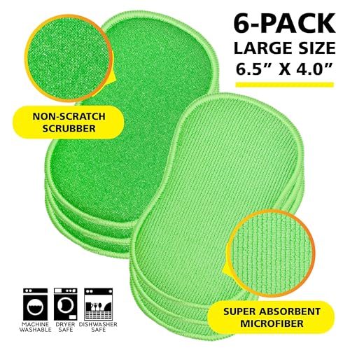 Image of Tub-N-Tile by Tuff-Scrub, Large, 6-Pack, Microfiber, Scrub-N-Wipe Pad, Multi-Surface, Non-Scratch, Dual-Sided, Scrubber for Tubs, Tiles, Sinks - Machine Washable, Durable Kitchen Sponge