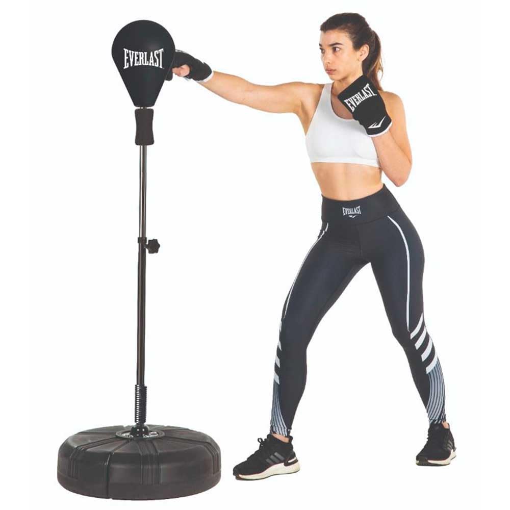 Everlast Saco de Reflejos Core, Saco de Boxeo de Pie con Bola de Espuma, Cuello Acolchado y Altura Ajustable para Entrenamiento - Auténtico
