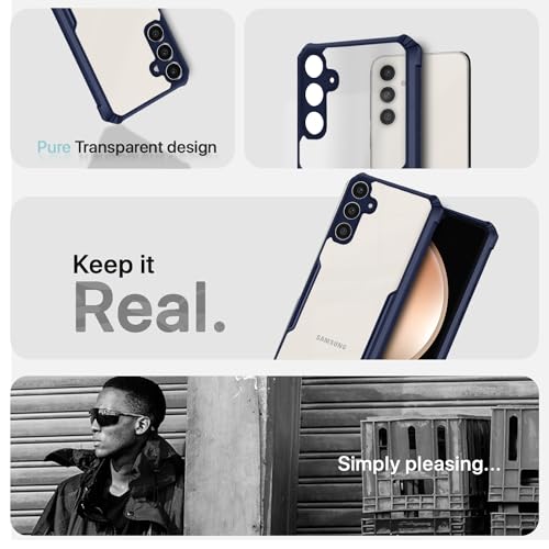 Image of Amazon Basics Back Cover for Samsung Galaxy S23 FE 5G | Crystal Clear Transparent Back | Ultra Hyrbid | Full Camera Protection | Raised Edge | Bumper Cover (Blue)