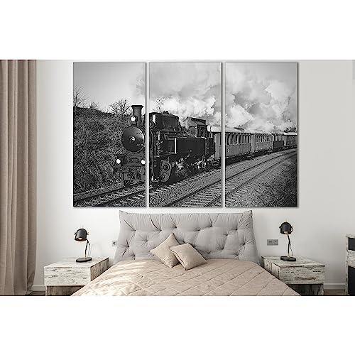 Toile Old Train Riding Road ZELLART tableau mural 90x60 cm
